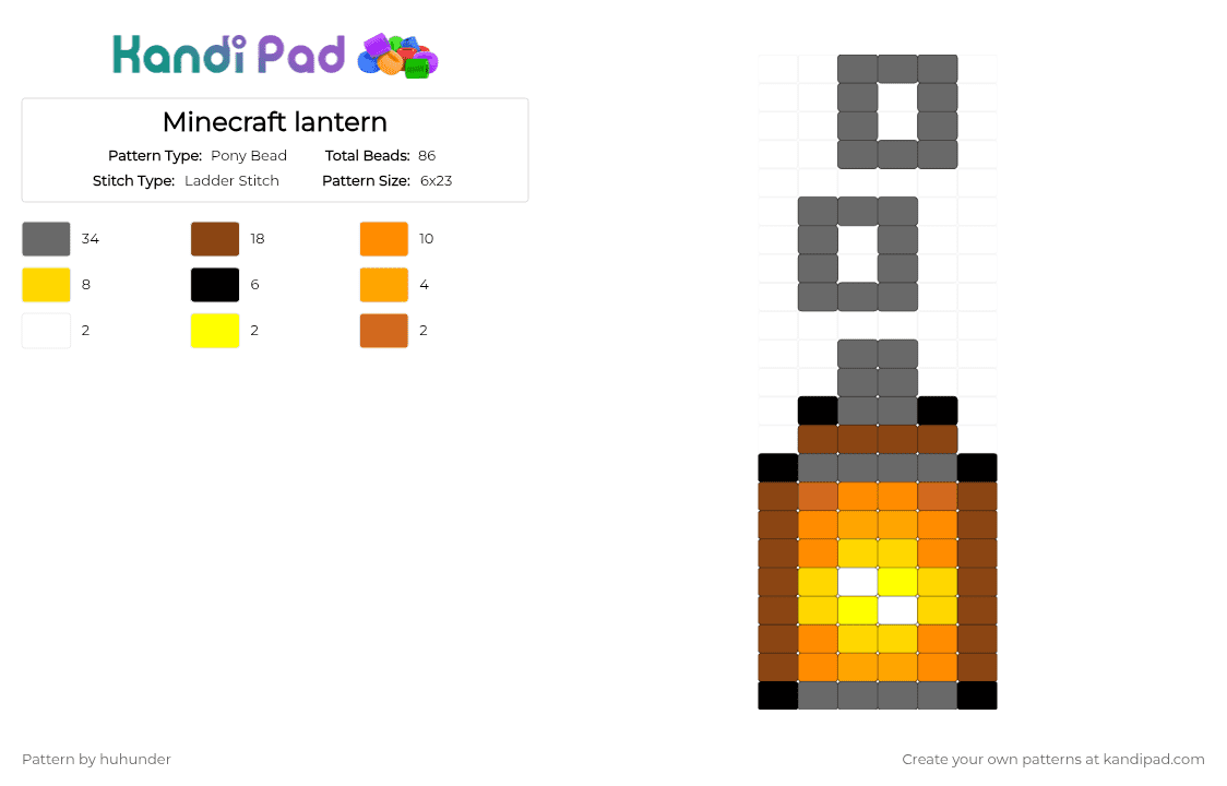 Minecraft lantern - Pony Bead Pattern by huhunder on Kandi Pad - gray