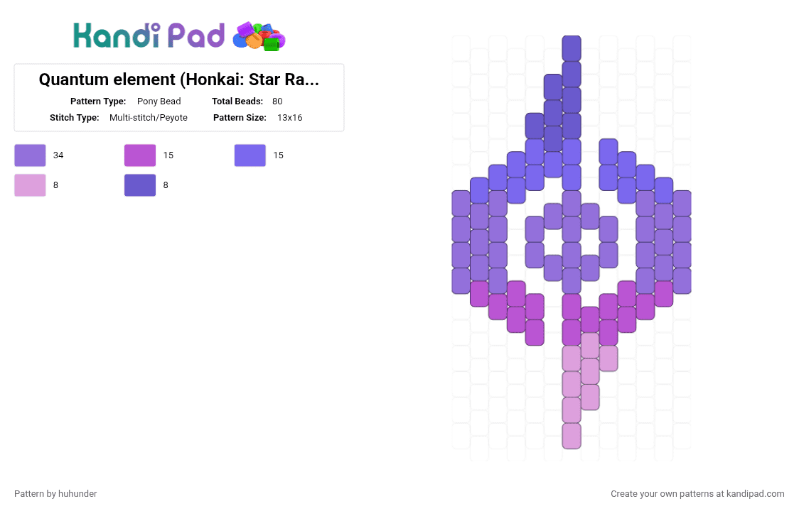 Quantum element (Honkai: Star Rail / HSR) - Pony Bead Pattern by huhunder on Kandi Pad - purple
