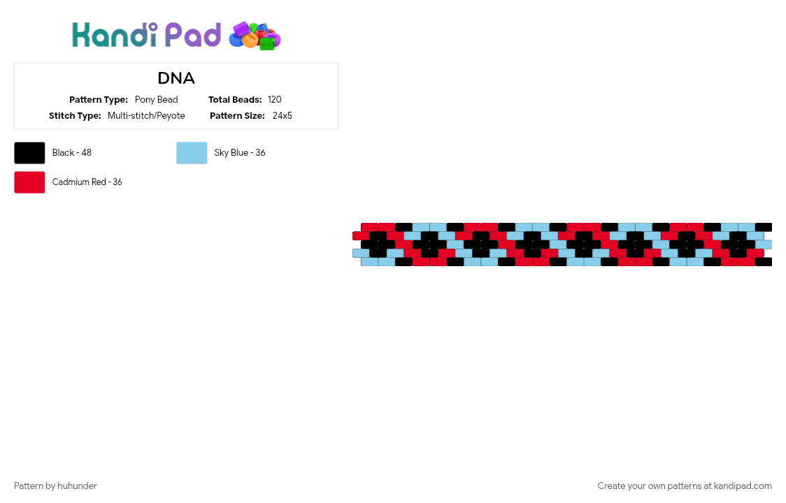 DNA - Pony Bead Pattern by huhunder on Kandi Pad - cotdevolution, dna, light blue, red