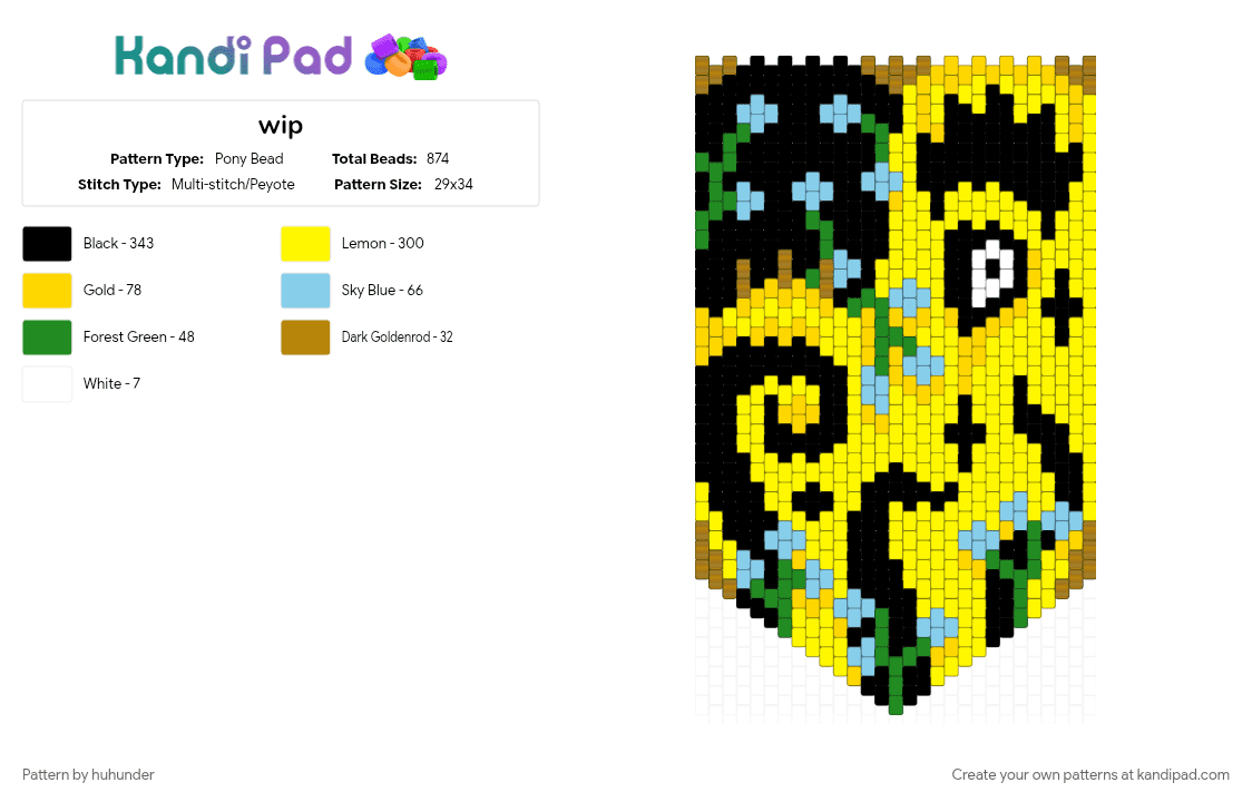 The King in Yellow/Hastur banner - Pony Bead Pattern by huhunder on Kandi Pad - dawtde, malevolent, mythos, sfawtde, yellow