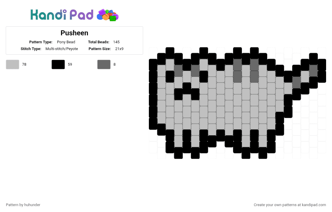 Pusheen - Pony Bead Pattern by huhunder on Kandi Pad - beige