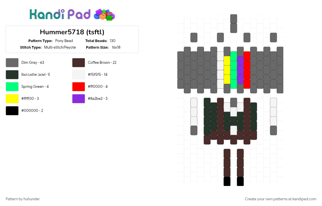 Hummer5718 (tsftl) - Pony Bead Pattern by huhunder on Kandi Pad - brown, gray