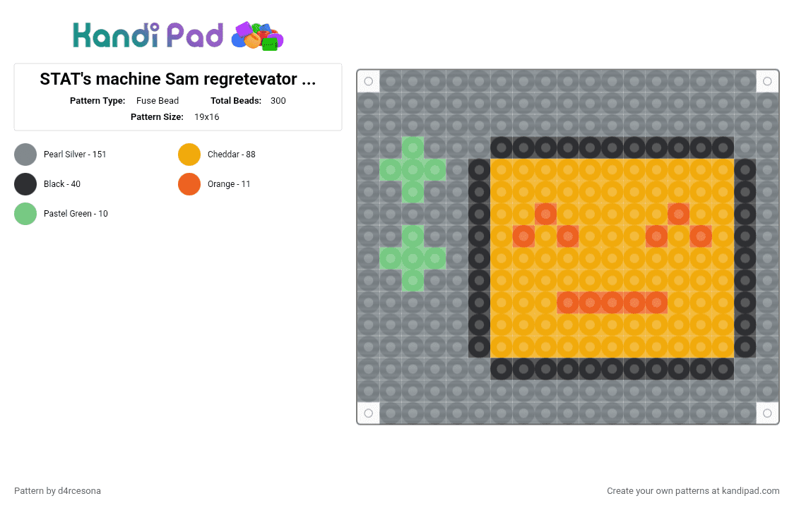 STAT\'s machine Sam regretevator base for a shaker I am making - Fuse Bead Pattern by d4rcesona on Kandi Pad - gray, orange