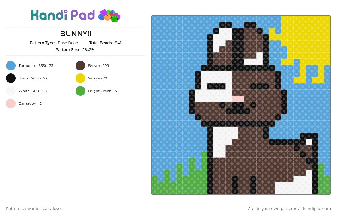 BUNNY!! - Fuse Bead Pattern by warrior_cats_lover on Kandi Pad - 