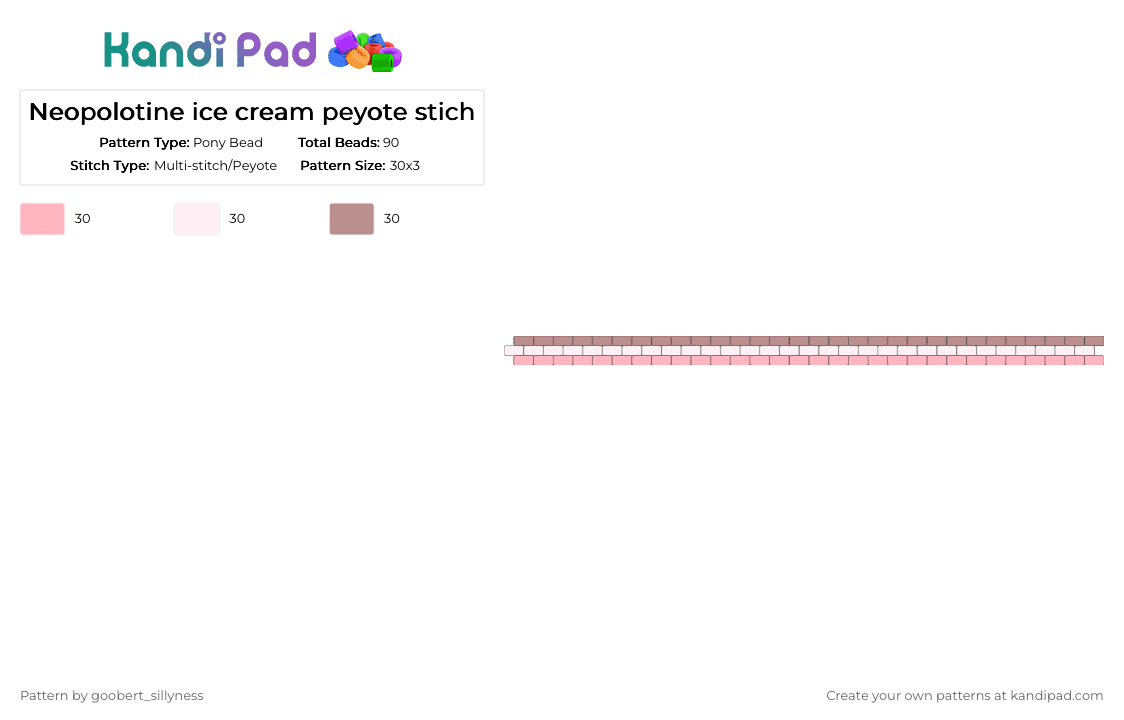 Neopolotine ice cream peyote stich - Pony Bead Pattern by goobert_sillyness on Kandi Pad - beige, pink