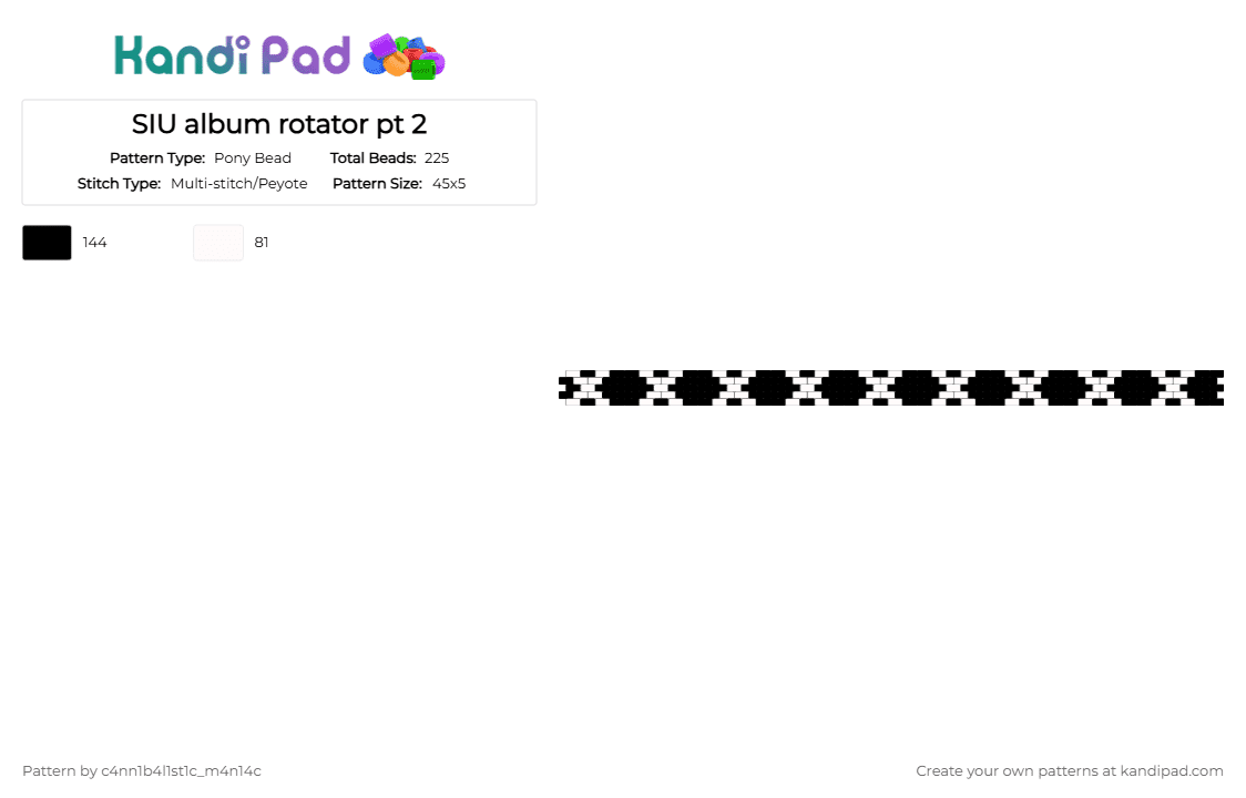 SIU album rotator pt 2 - Pony Bead Pattern by c4nn1b4l1st1c_m4n14c on Kandi Pad - black,white,maretu,artist,vocaloid,x,crosses,rotator cuff