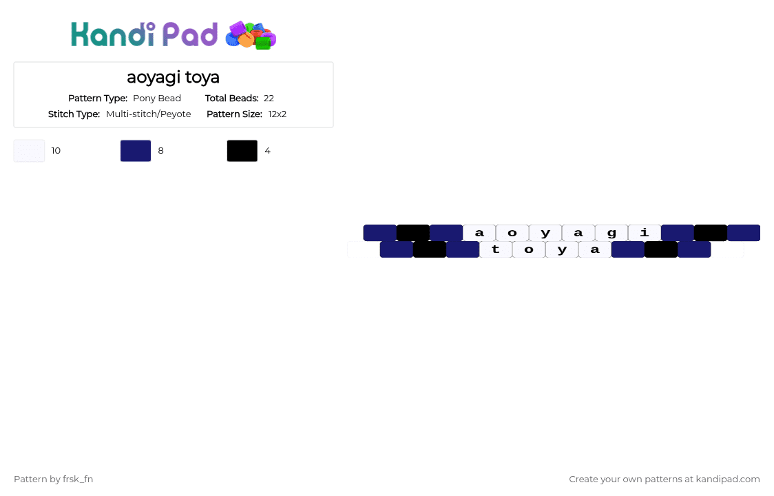 aoyagi toya - Pony Bead Pattern by frsk_fn on Kandi Pad - purple,white