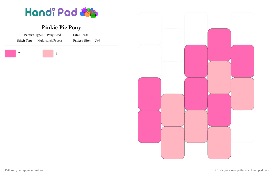 Pinkie Pie Pony - Pony Bead Pattern by siimplymaximillion on Kandi Pad - pink,pinkie pie,mylittlepony,colorful,mane six,my little pony,mlp