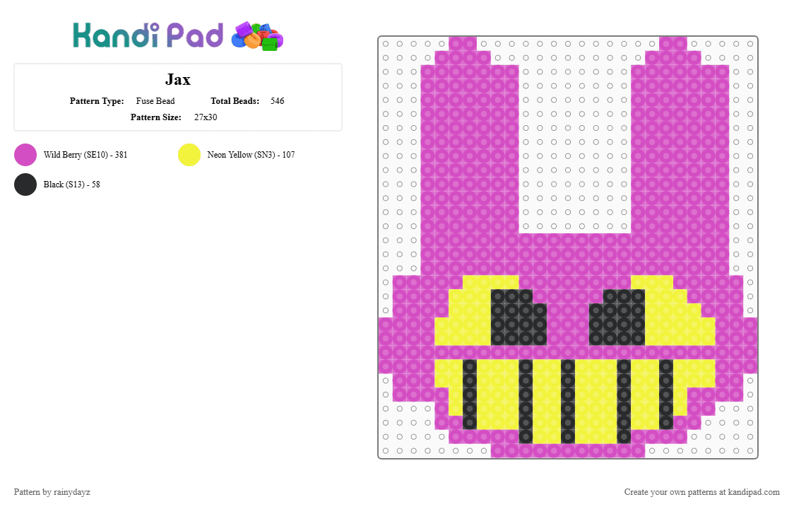 Jax Fuse Bead Pattern - Kandi Pad | Kandi Patterns, Fuse Bead Patterns ...