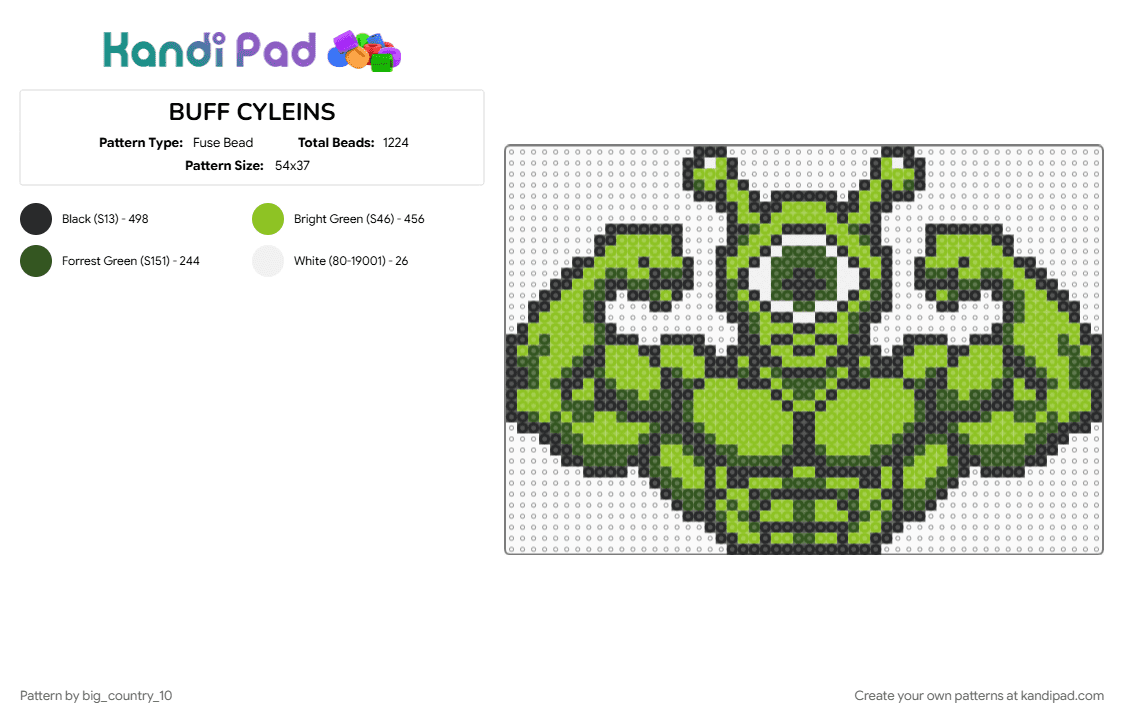 BUFF CYLEINS - Fuse Bead Pattern by big_country_10 on Kandi Pad - gold, green