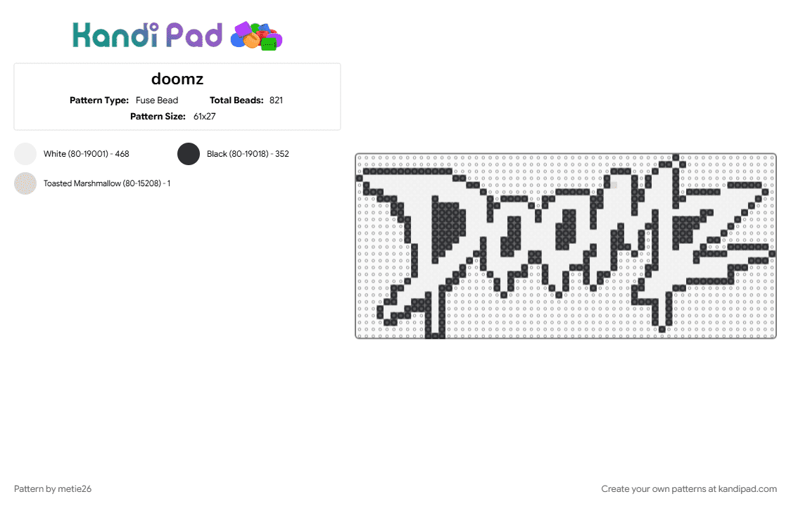 doomz - Fuse Bead Pattern by metie26 on Kandi Pad - white