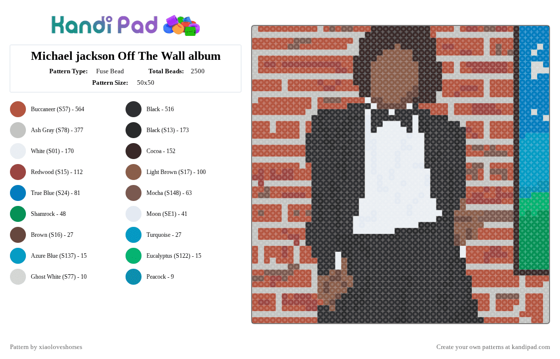 Michael jackson Off The Wall album - Fuse Bead Pattern by xiaoloveshorses on Kandi Pad - brown,beige,red