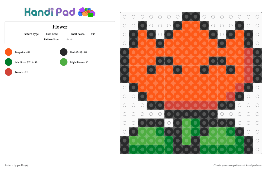 Flower - Fuse Bead Pattern by pacifist94 on Kandi Pad - orange,flower,mario,bros