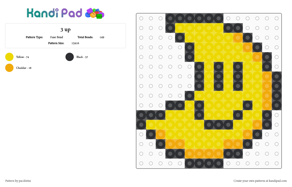 3 up - Fuse Bead Pattern by pacifist94 on Kandi Pad - yellow,moon,3up,mario,bros