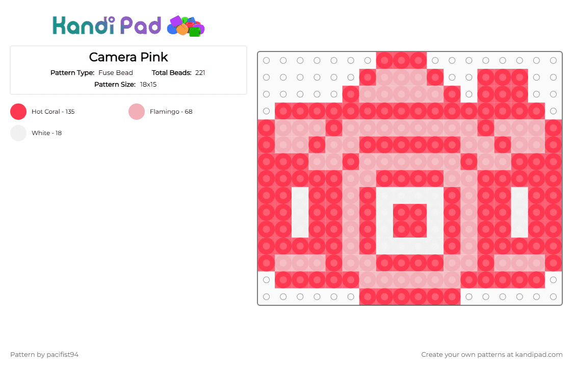 Camera Pink - Fuse Bead Pattern by pacifist94 on Kandi Pad - red,beige