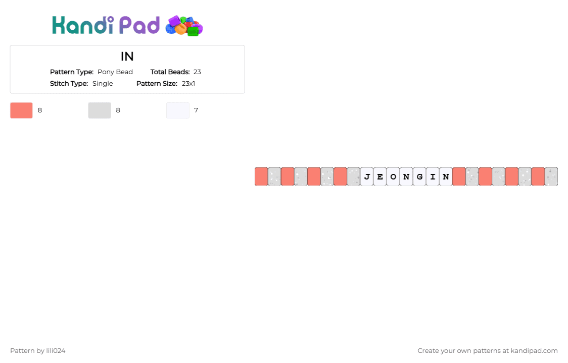 IN - Pony Bead Pattern by lili024 on Kandi Pad - orange, white