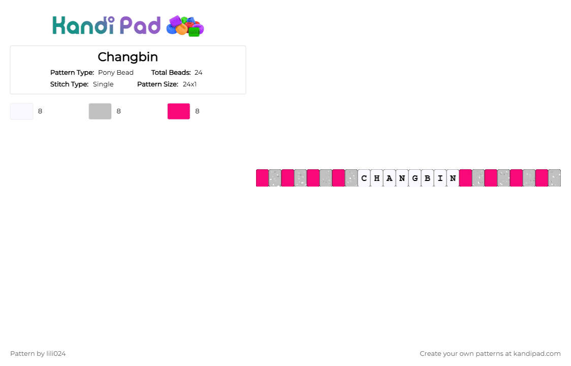 Changbin - Pony Bead Pattern by lili024 on Kandi Pad - beige, pink