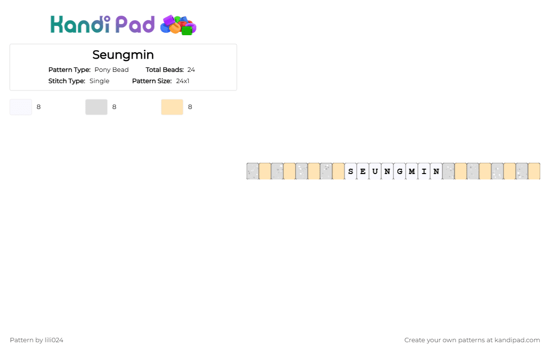 Seungmin - Pony Bead Pattern by lili024 on Kandi Pad - beige, white