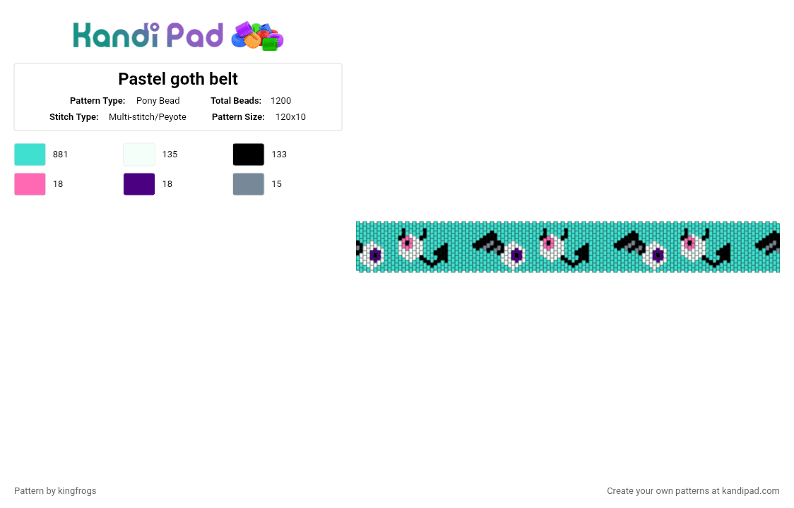 Pastel goth belt - Pony Bead Pattern by kingfrogs on Kandi Pad - light blue