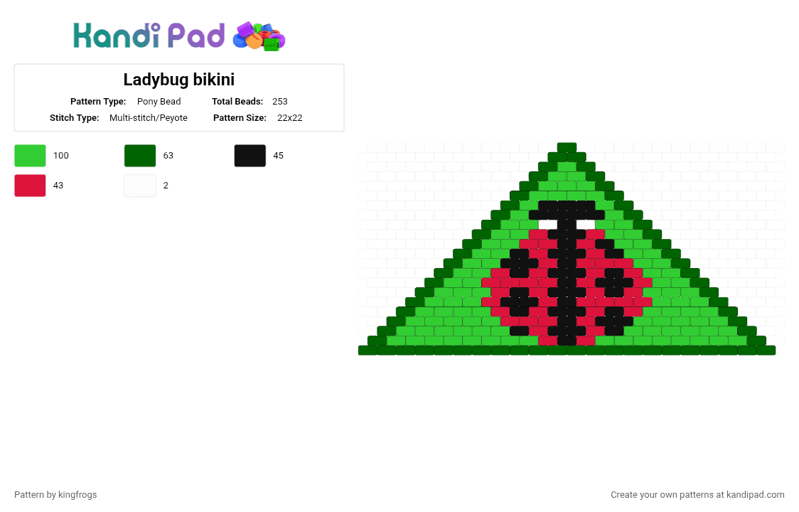 Ladybug bikini - Pony Bead Pattern by kingfrogs on Kandi Pad - green