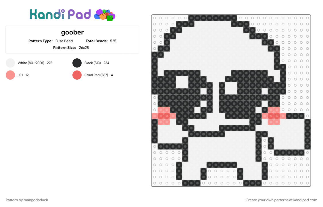 goober - Fuse Bead Pattern by mangodaduck on Kandi Pad - beige, white