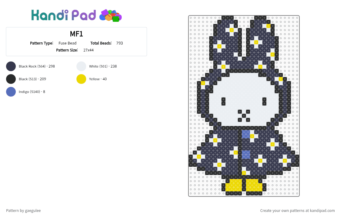 MF1 - Fuse Bead Pattern by gaegulee on Kandi Pad - miffy,purple
