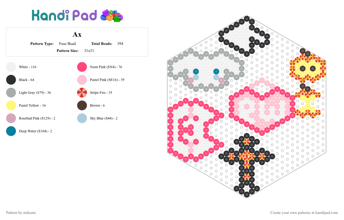 Random - Fuse Bead Pattern by mikumi on Kandi Pad - gray, pink, red
