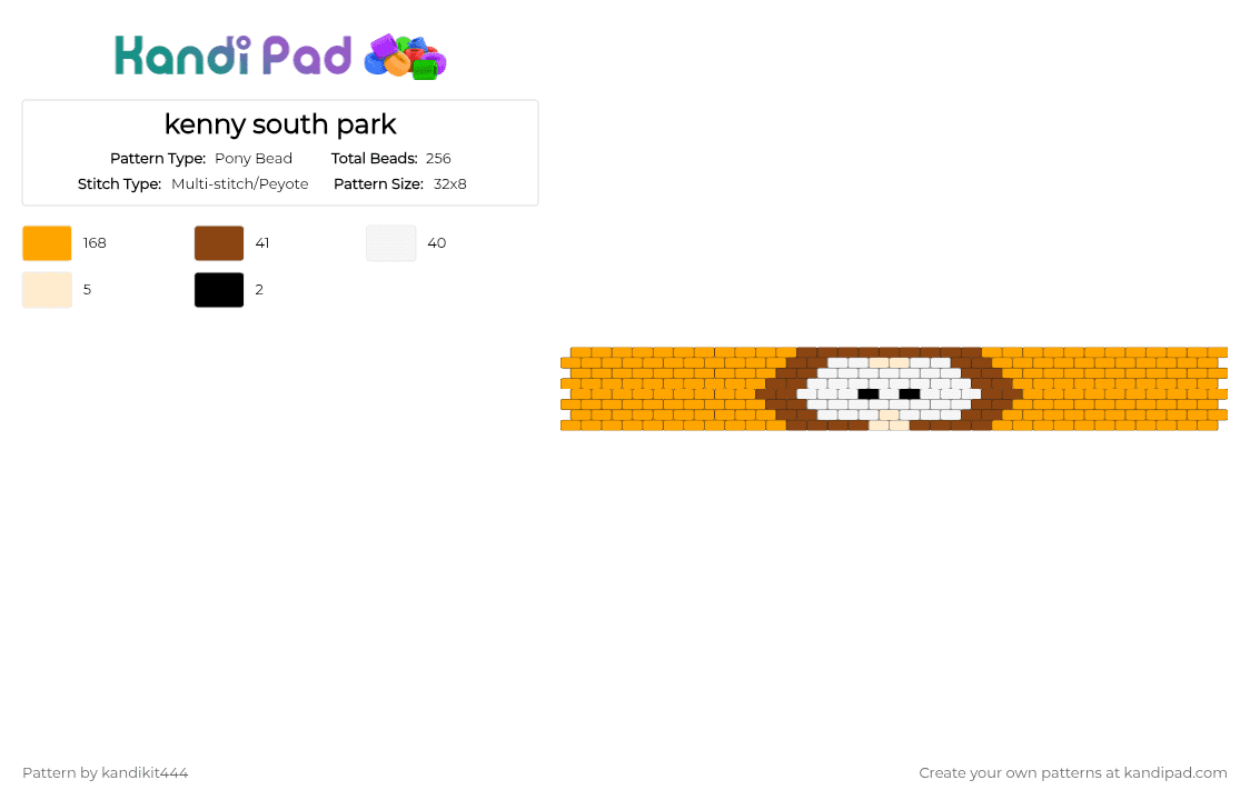 kenny south park - Pony Bead Pattern by kandikit444 on Kandi Pad - orange