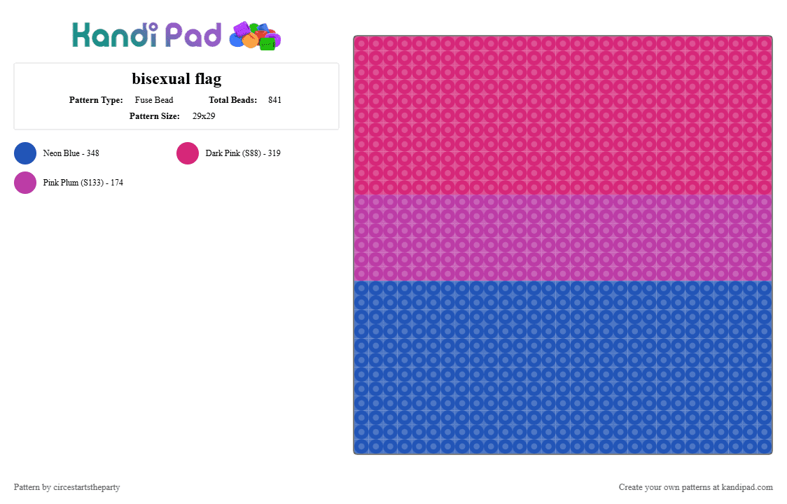 Bisexual flag Fuse Bead Pattern - Kandi Pad | Kandi Patterns, Fuse Bead ...