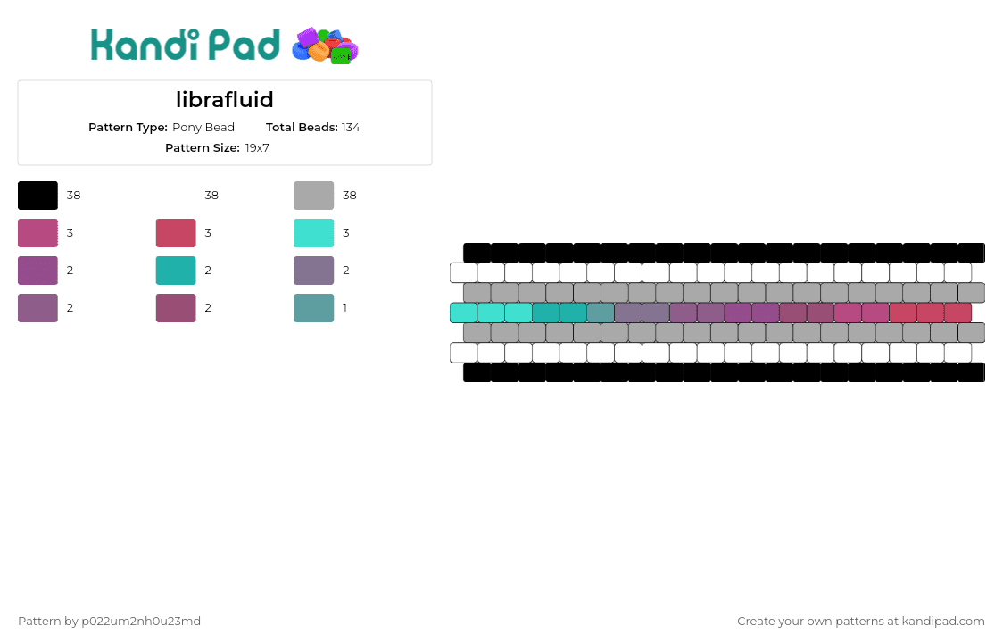 librafluid - Pony Bead Pattern by p022um2nh0u23md on Kandi Pad - librafluid,genderfluid,pride,cuff,inclusivity,identity,expression,support,community,teal,pink,gray