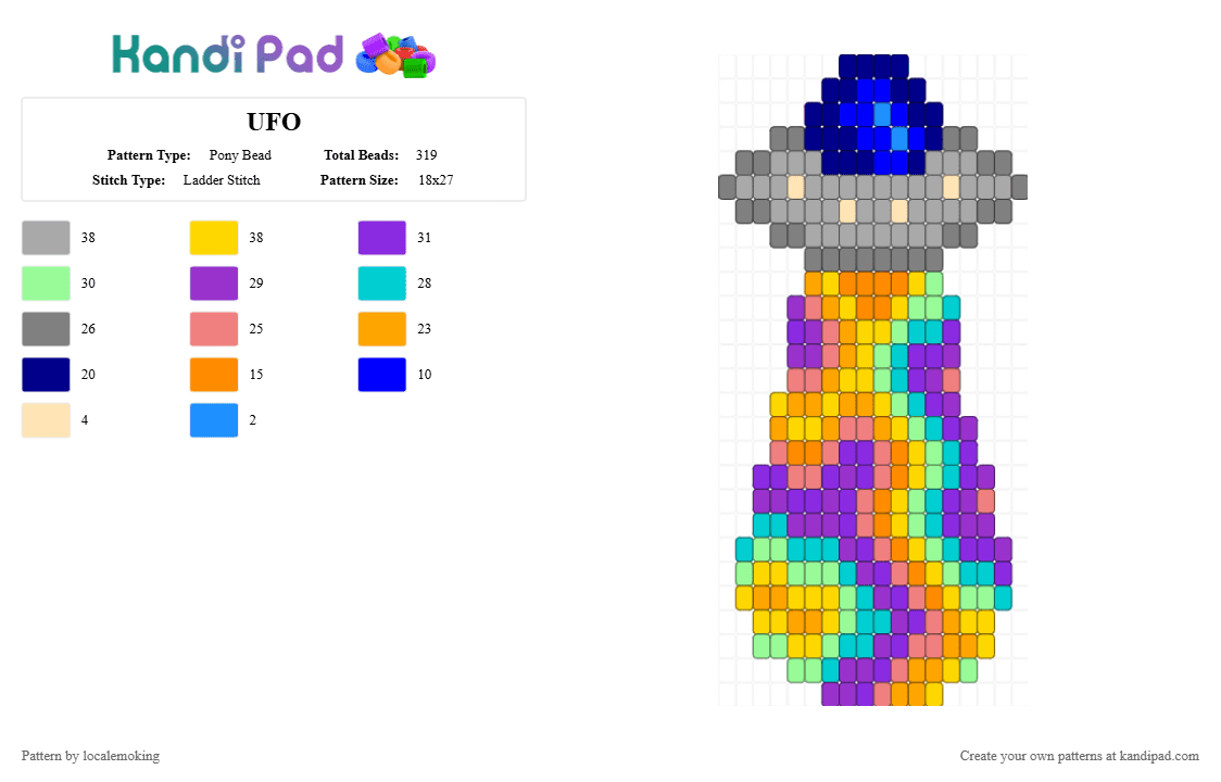 UFO - Pony Bead Pattern by localemoking on Kandi Pad - purple,beige,orange,yellow,ufo,colorfull