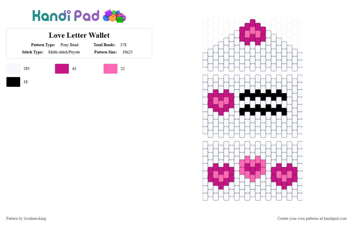 Love Letter Wallet - Pony Bead Pattern by localemoking on Kandi Pad - 3d, bag, letter, love, ponybeads, white