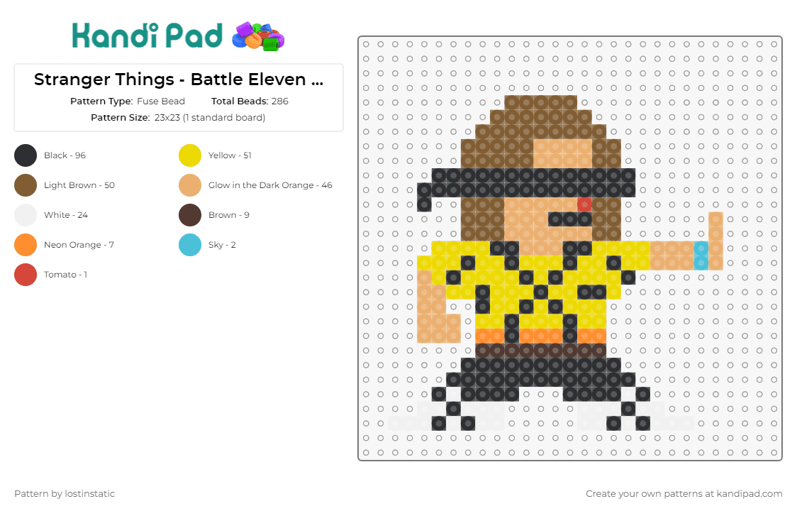 Stranger Things - Battle Eleven (Blindfolded) - Fuse Bead Pattern by lostinstatic on Kandi Pad - stranger things,tv shows,eleven