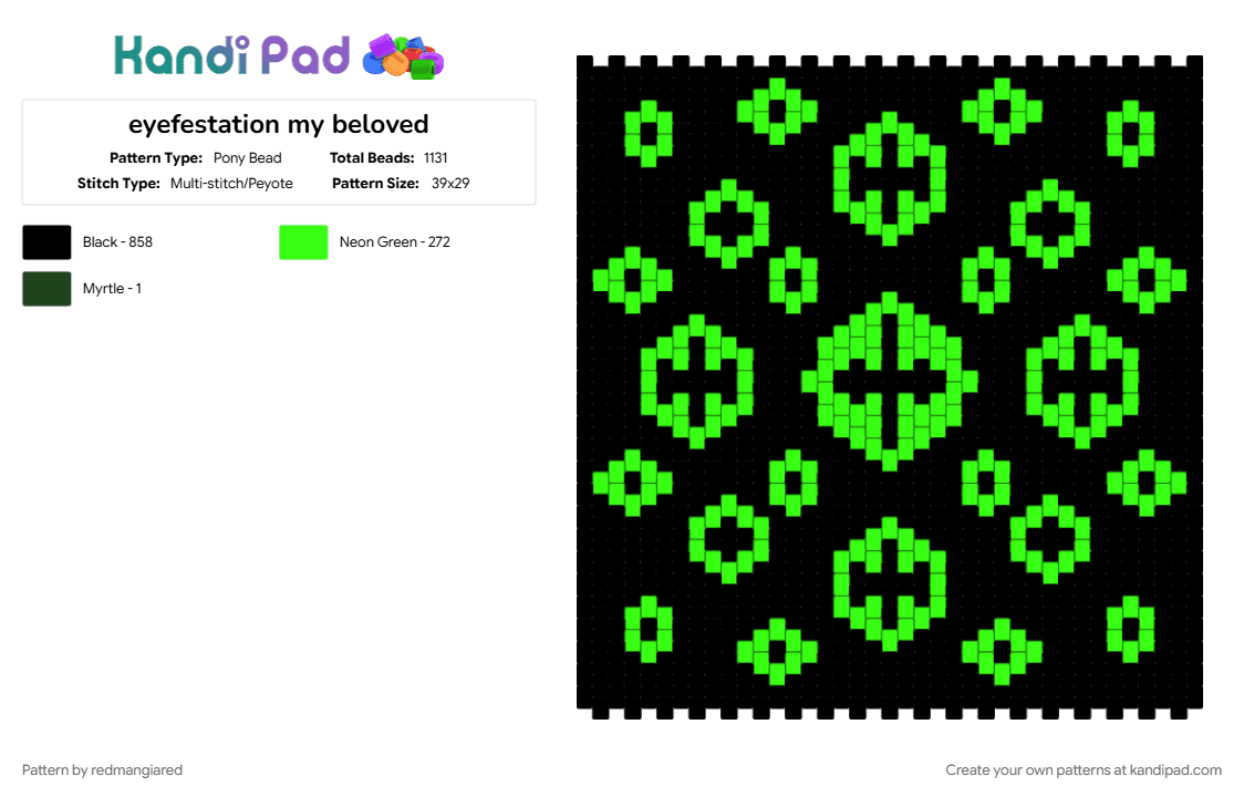 eyefestation my beloved - Pony Bead Pattern by redmangiared on Kandi Pad - black