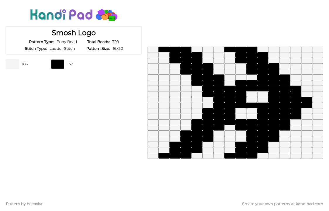 Smosh Logo - Pony Bead Pattern by hecoxlvr on Kandi Pad - black,white
