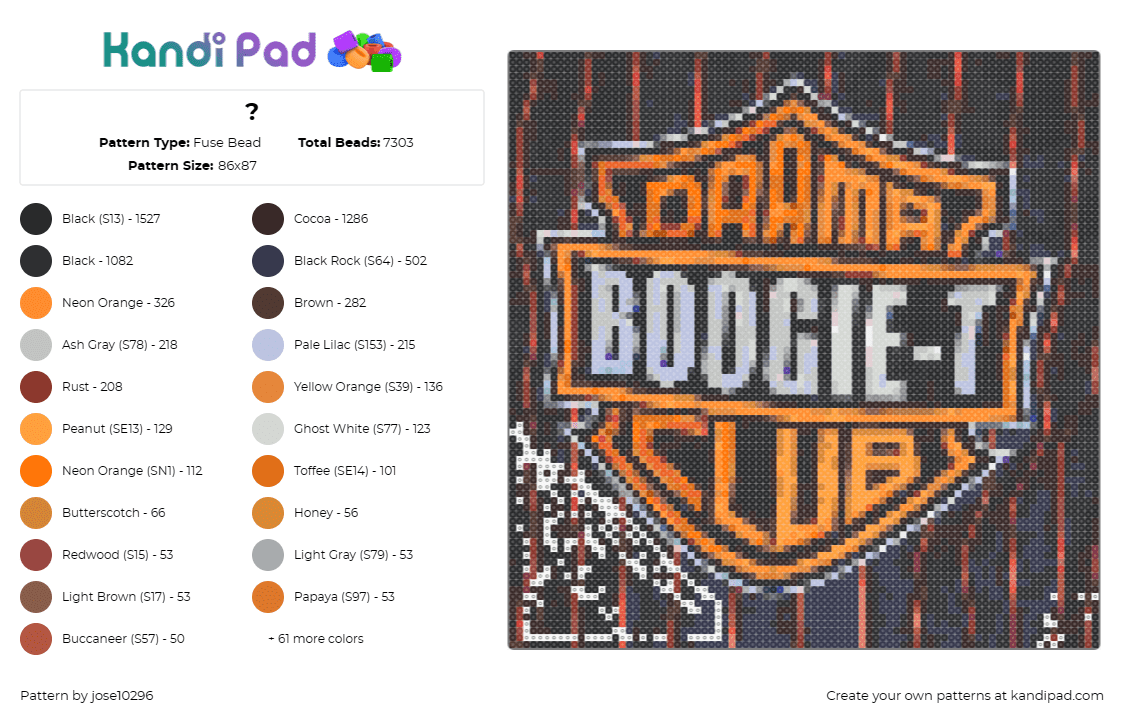 ? - Fuse Bead Pattern by jose10296 on Kandi Pad - drama club,boogie t,harley davidson,dj,edm,music,vibrant,detailed,celebrate,ener