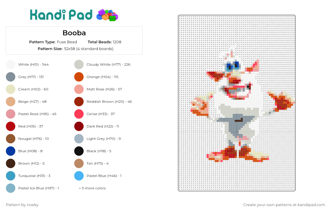 Booba - Fuse Bead Pattern by noeky on Kandi Pad - booba,character,tv show,cartoon,animated,joy,childhood,favorite,fun,white