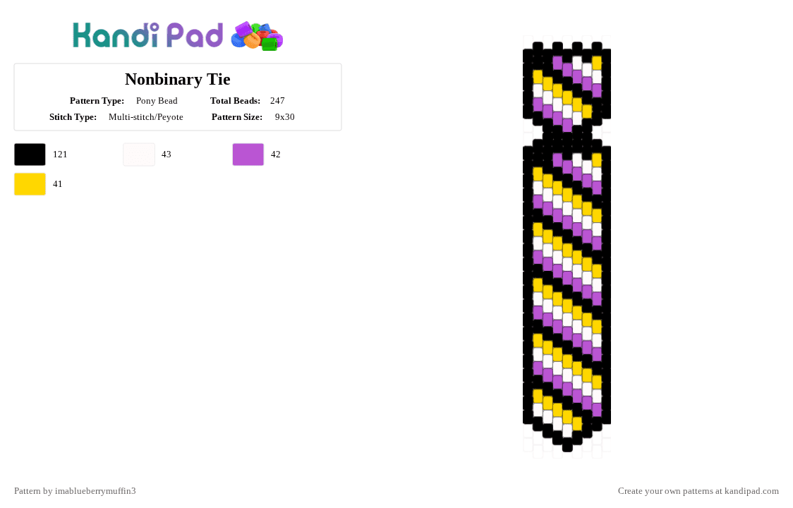 Nonbinary Tie - Pony Bead Pattern by imablueberrymuffin3 on Kandi Pad - yellow,pink