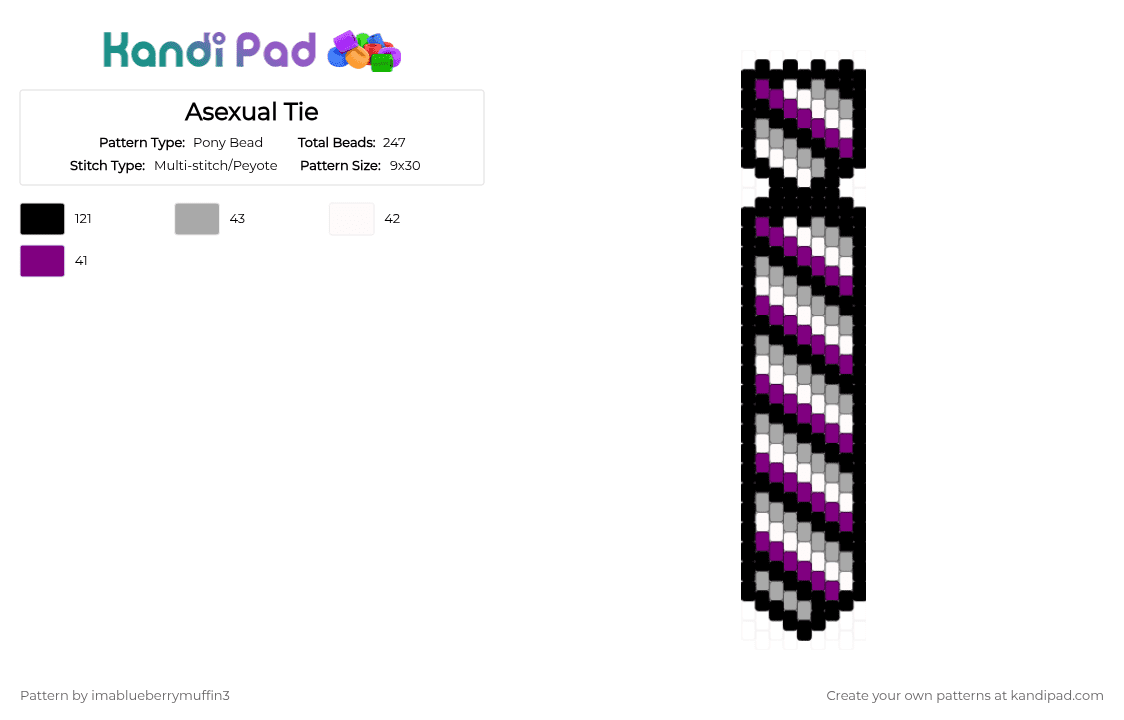 Asexual Tie - Pony Bead Pattern by imablueberrymuffin3 on Kandi Pad - beige,pink