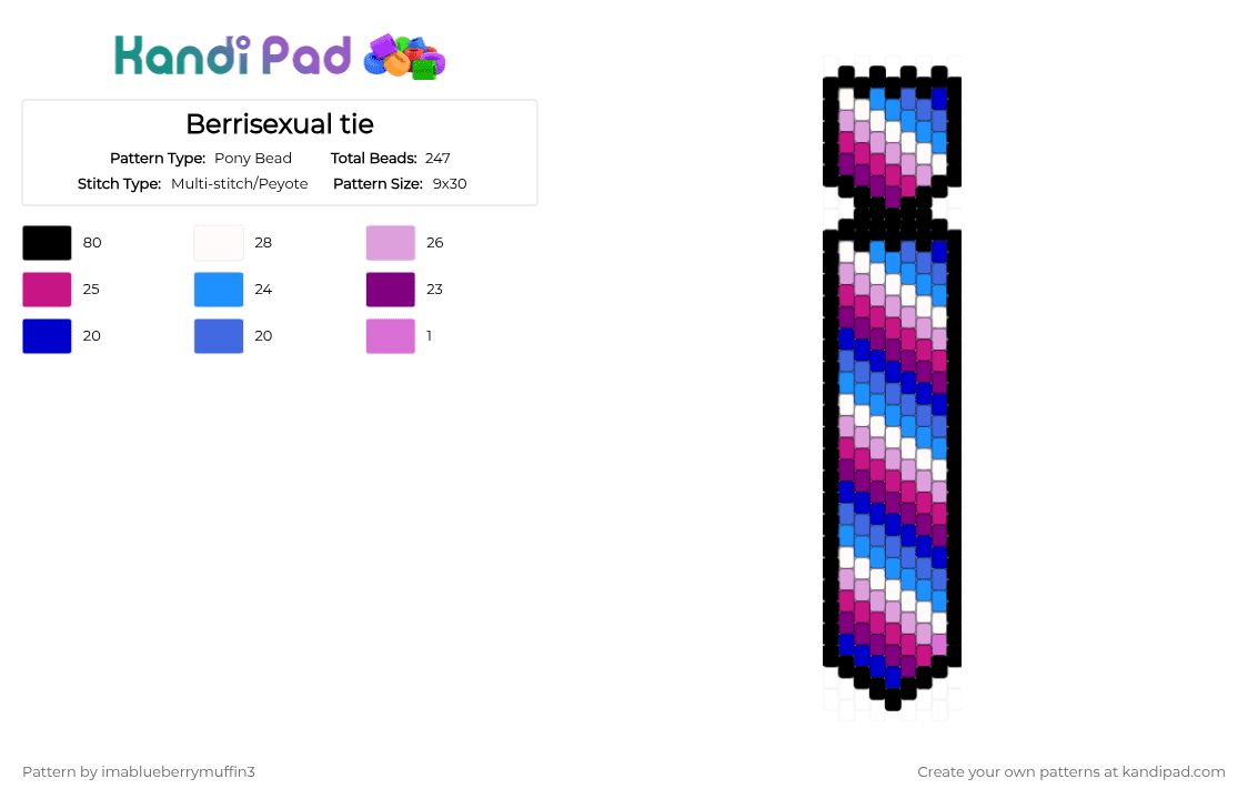 Berrisexual tie - Pony Bead Pattern by imablueberrymuffin3 on Kandi Pad - pink
