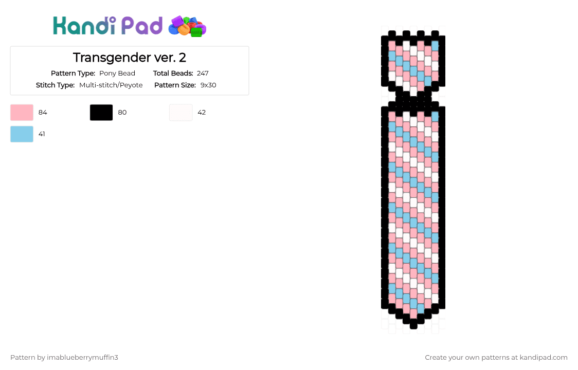 Transgender ver. 2 - Pony Bead Pattern by imablueberrymuffin3 on Kandi Pad - light blue,pink