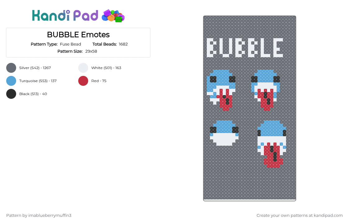BUBBLE Emotes - Fuse Bead Pattern by imablueberrymuffin3 on Kandi Pad - gray