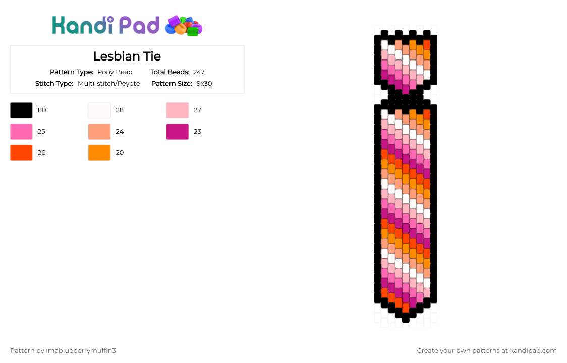 Lesbian Tie - Pony Bead Pattern by imablueberrymuffin3 on Kandi Pad - pink