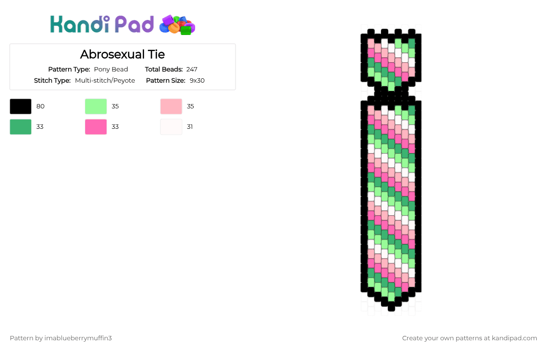Abrosexual Tie - Pony Bead Pattern by imablueberrymuffin3 on Kandi Pad - pink