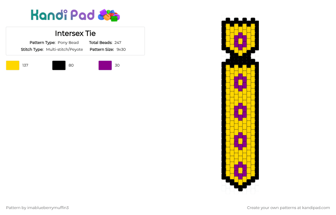 Intersex Tie - Pony Bead Pattern by imablueberrymuffin3 on Kandi Pad - yellow