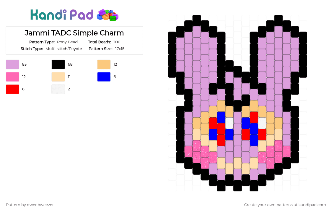 Jammi TADC Simple Charm - Pony Bead Pattern by dweebweezer on Kandi Pad - pink,tadc,jax,glitch
