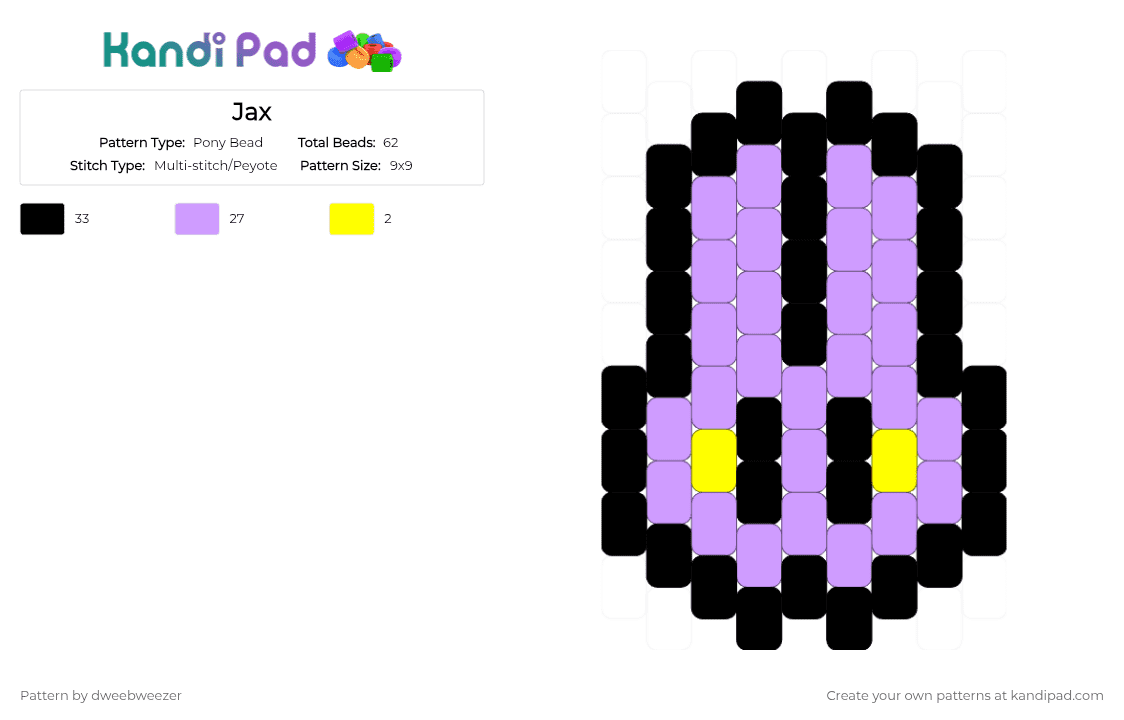 Jax Pony Bead Pattern - Kandi Pad | Kandi Patterns, Fuse Bead Patterns ...