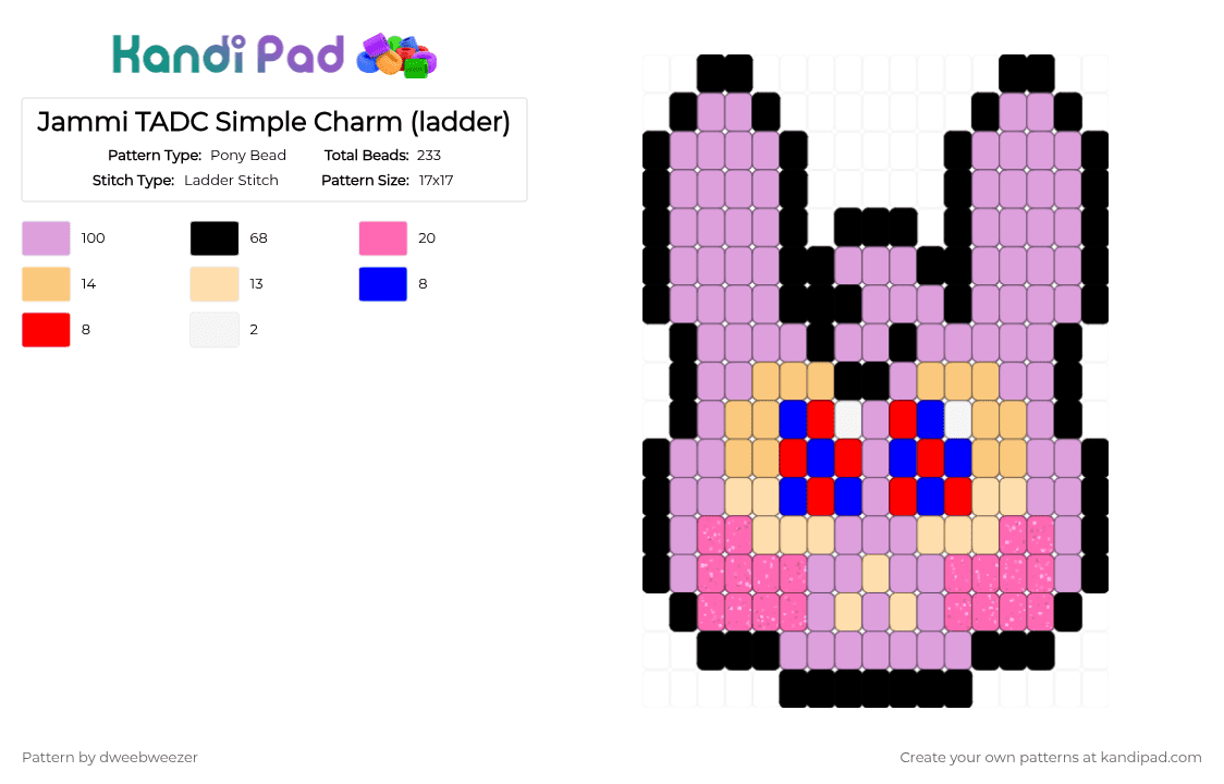 Jammi TADC Simple Charm (ladder) - Pony Bead Pattern by dweebweezer on Kandi Pad - pink