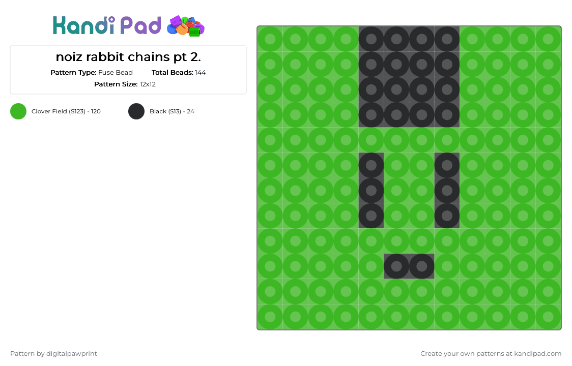 noiz rabbit chains pt 2. - Fuse Bead Pattern by digitalpawprint on Kandi Pad - green,noiz,dmmd,dramatical murder