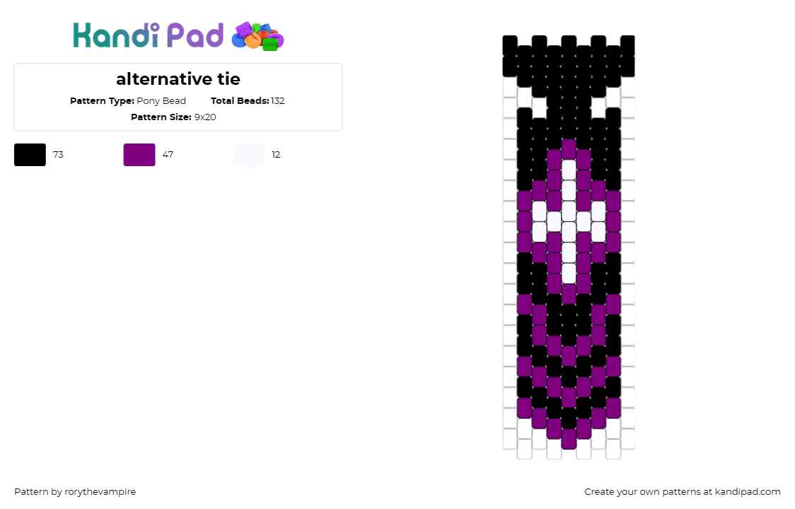 alternative tie - Pony Bead Pattern by rorythevampire on Kandi Pad - necktie,vampire,scene,alternative,edgy,vibrant,dark,gothic,black,purple